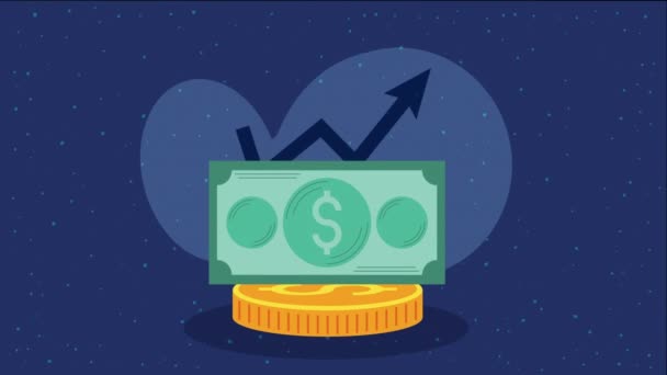 Money Dollars Coin Bill Animation Video Animated — Stock Video