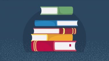 yığın metin kitapları kitaplığı animasyonu, 4k video animasyonu