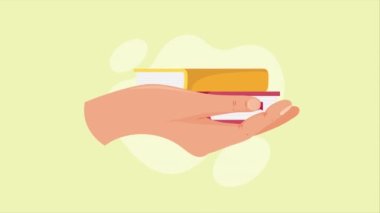 el kaldırma yığını ders kitapları animasyonu, 4k video animasyonu