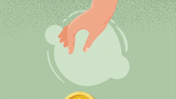 Ruce Penězi Mince Dolarů Animace Video Animované — Stock video