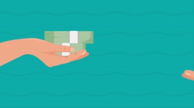 Faturalı eller para dolar animasyon, 4k video animasyon