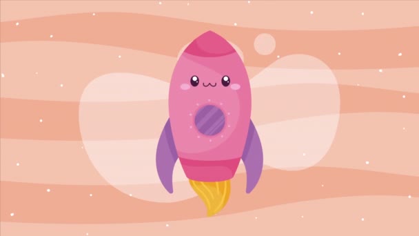 Rosa Foguete Iniciar Animação Vídeo Animado — Vídeo de Stock