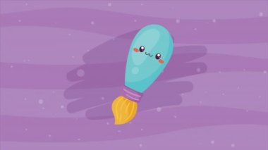 boya fırçası kawaii karakter animasyonu, 4k video animasyonu
