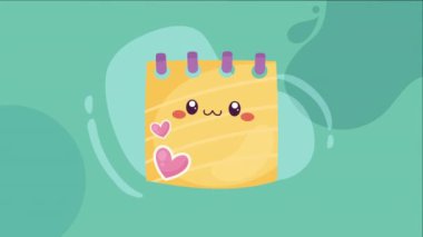 papper notları kawaii karakter animasyonu, 4k video animasyonu