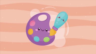 boya fırçası kawaii karakter animasyonu, 4k video animasyonu