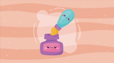 boya fırçası kawaii karakter animasyonu, 4k video animasyonu
