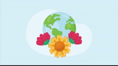Çiçekli dünya gezegeni animasyonu, 4k video animasyonu