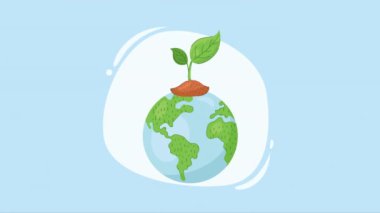 Bitki animasyonlu dünya gezegeni, 4k video animasyonu