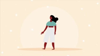 Mutlu afro kadın ayakta animasyon, 4k video animasyonu