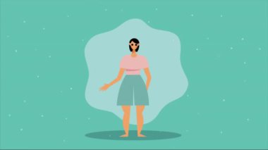 Güneş gözlüklü genç kadın animasyonu, 4k video animasyonu