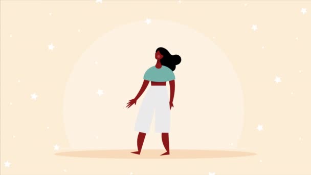 Šťastný Afro Žena Stojící Animace Video Animované — Stock video