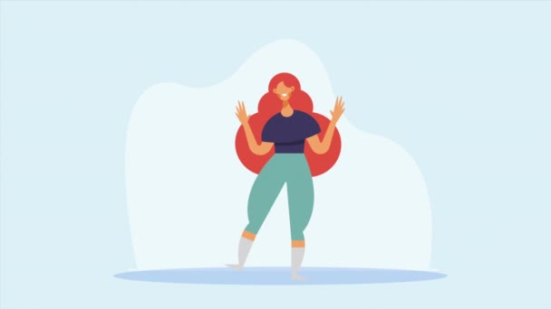 Ευτυχισμένη Κοκκινομάλλα Animation Χαρακτήρα Γυναίκα Βίντεο Κινούμενα Σχέδια — Αρχείο Βίντεο