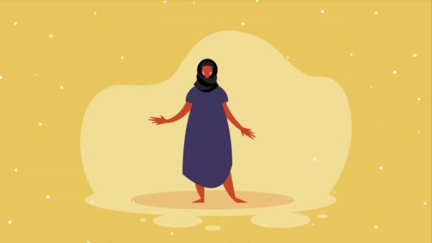 Young Muslim Woman Character Animation Video Animated — Stock Video