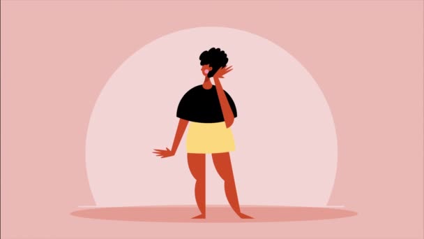 Ευτυχισμένη Afro Γυναίκα Στέκεται Animation Βίντεο Κινούμενα Σχέδια — Αρχείο Βίντεο