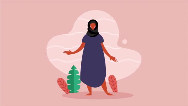 Young Muslim Woman Character Animation Video Animated — Stock Video