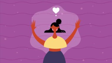 Mutlu genç kadın karakter animasyonu, 4k video animasyonu