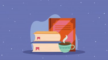 Kahve fincanı animasyonlu ders kitapları, 4k video animasyonu