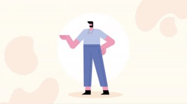 Genç adam ayakta karakter animasyonu, 4k video animasyonu