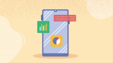 Sosyal medya animasyonlu akıllı telefon aygıtı, 4k video animasyonu