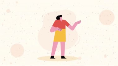 Genç iş kadını ayakta animasyon, 4k video animasyonu