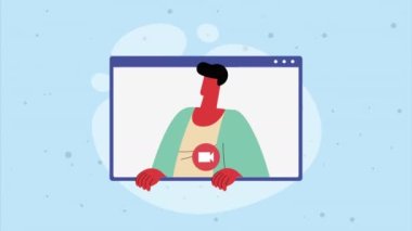 Web sitesindeki adam şablon animasyonu, 4k video animasyonu