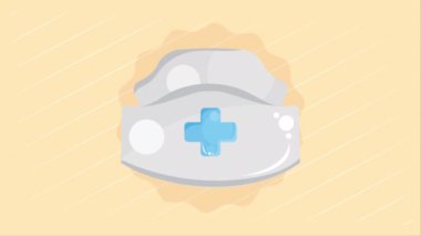 Çapraz animasyonlu hemşire şapkası, 4k video animasyonu