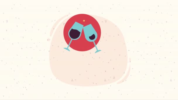 Tazas Vino Fresco Bebidas Animación Video Animado — Vídeo de stock
