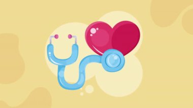 stetoskop tıbbi ekipman kardiyoloji animasyonu, 4k video animasyonu