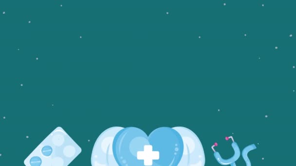 Lékařské Modré Srdce Létání Animace Video Animované — Stock video