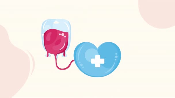 Donación Bolsa Sangre Animación Médica Video Animado — Vídeo de stock