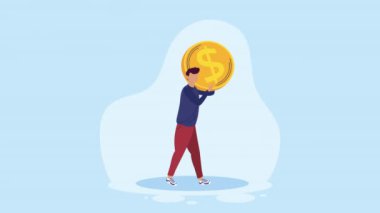 adam para kaldırıyor animasyon, 4k video animasyonu