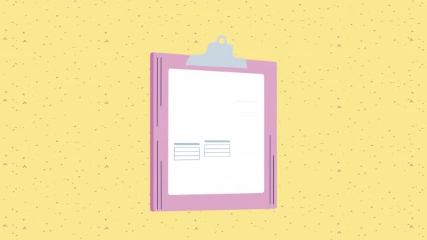 Буфер Обмена Анимацией Бумажных Документов Видео Анимированных — стоковое видео