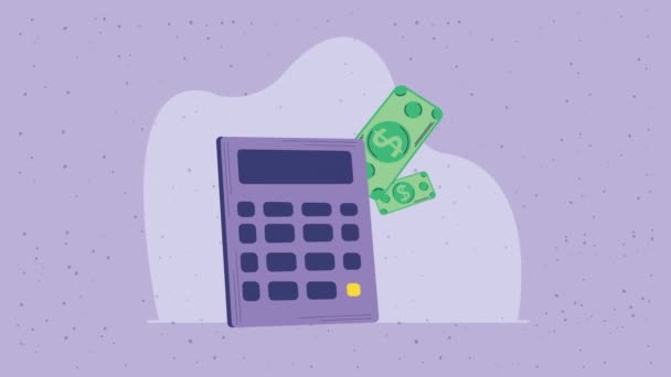Kalkulačka Matematika Bankovkami Dolarů Animace Video Animované — Stock video