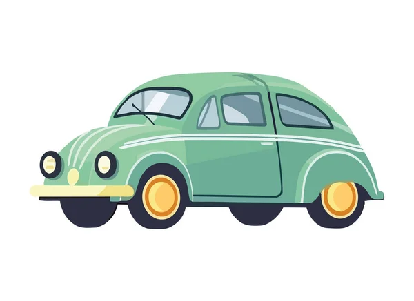 Green Cute Car Vehicle Icon Isolated — Stock Vector