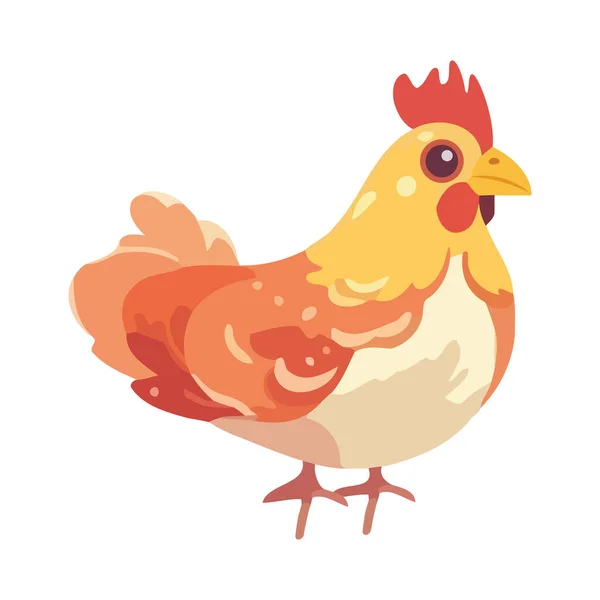 Lindo Dibujo Animado Gallo Animal Icono Aislado — Vector de stock