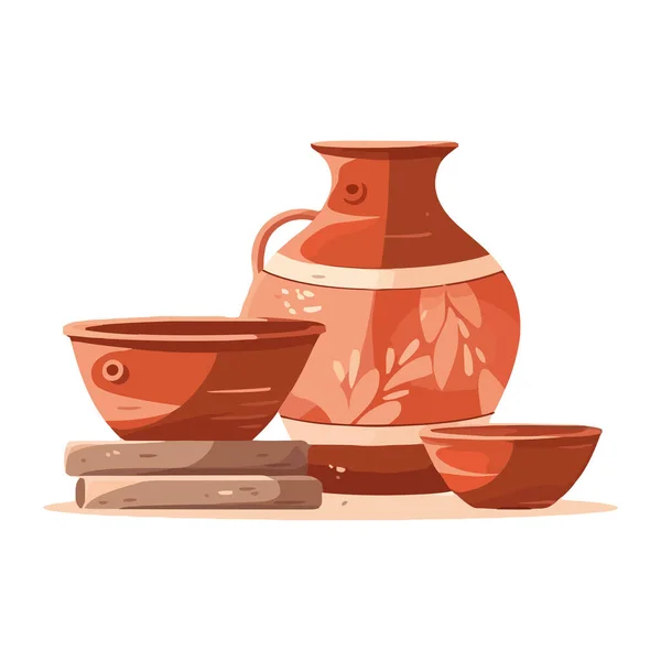 Keramikvasen Ikone Isoliert — Stockvektor