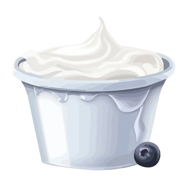 塑料容器图标中的新鲜有机酸奶分离 — 图库矢量图片