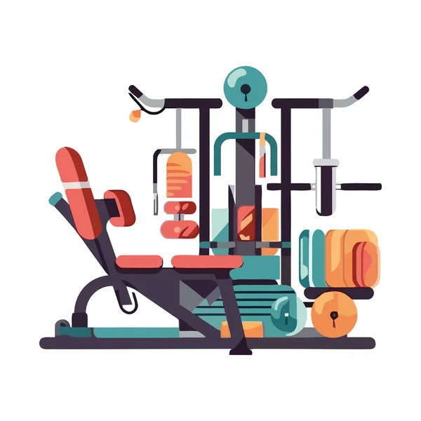 Fitnessgeräte Gewichte Und Maschinen Symbol Isoliert — Stockvektor