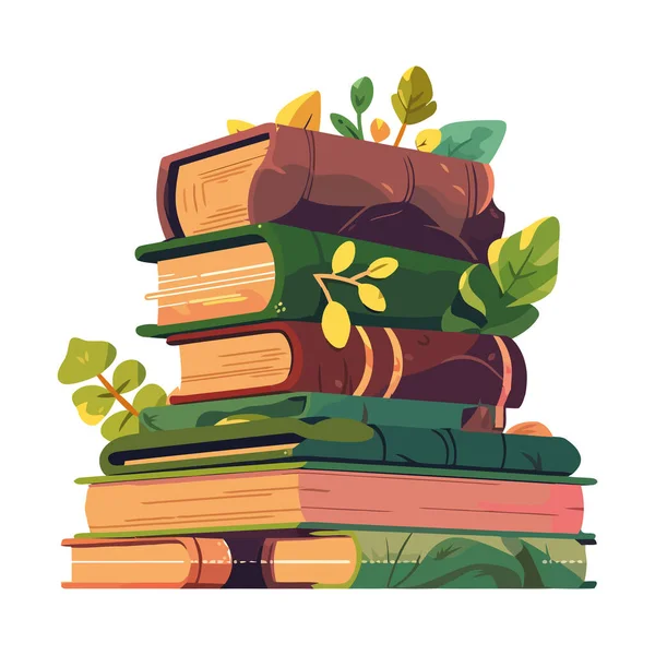Pano Fundo Folha Verde Para Estudar Ícone Literatura Isolado — Vetor de Stock