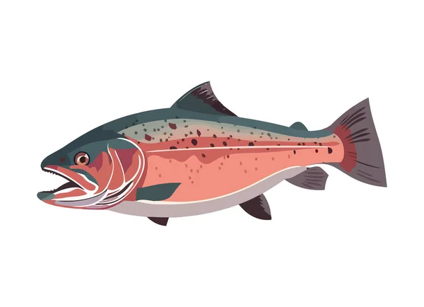 Söt Tecknad Fisk Vit Bakgrund Ikon — Stock vektor
