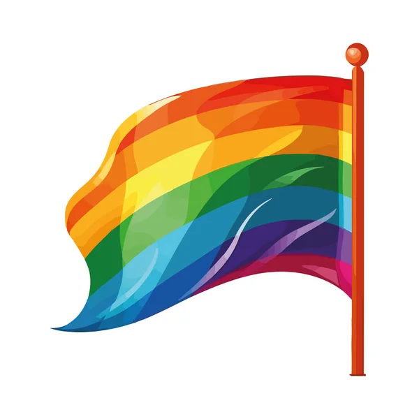 Regenboog Vlag Zwaaien Symbool Van Lgbtq Gemeenschap Pictogram Geïsoleerd — Stockvector