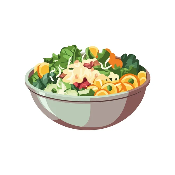 新鲜的素食沙拉放在味道鲜美的碗里 — 图库矢量图片