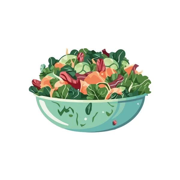 Friss Salátástál Bio Zöldségekkel Gyógynövények Ikonjával Izolálva — Stock Vector