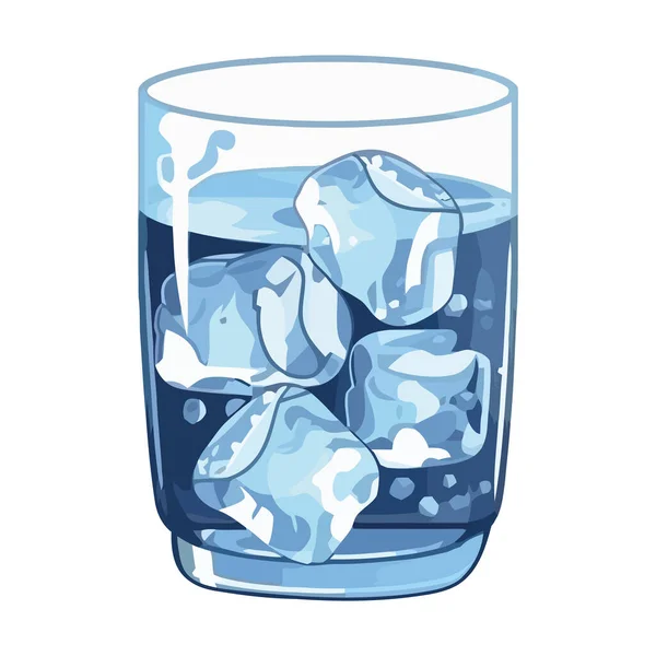 透明な飲料ガラスのアイコンに新鮮な氷のキューブを隔離 — ストックベクタ