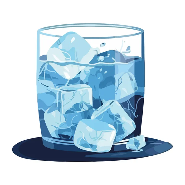 Освіжаючий Коктейль Кубиками Льоду Значком Бульбашок Ізольовано — стоковий вектор