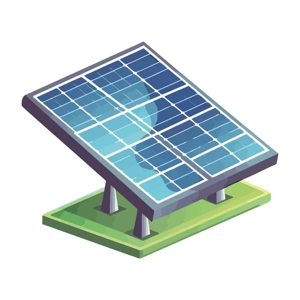 Panel Solar Genera Electricidad Limpia Para Icono Del Medio Ambiente — Vector de stock