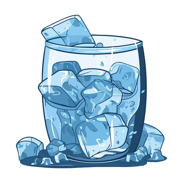 氷の冷たい飲み物を冷凍ガラスのアイコンに閉じ込め — ストックベクタ