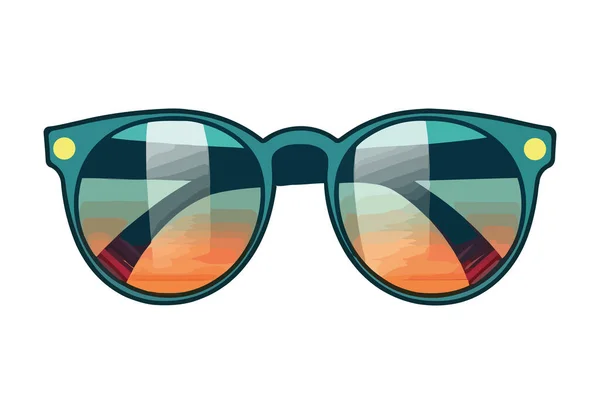 Fashionable Sunglasses Reflect Summer Icon Isolated — Stock Vector