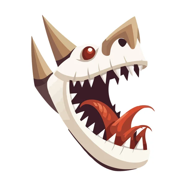 Sharp Dents Dragon Mascotte Cris Horreur Icône Isolé — Image vectorielle