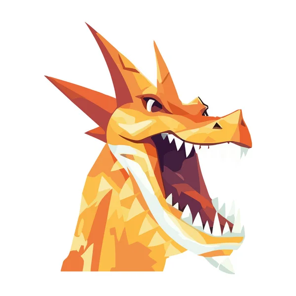 Ícone Mascote Dragão Furioso Isolado — Vetor de Stock